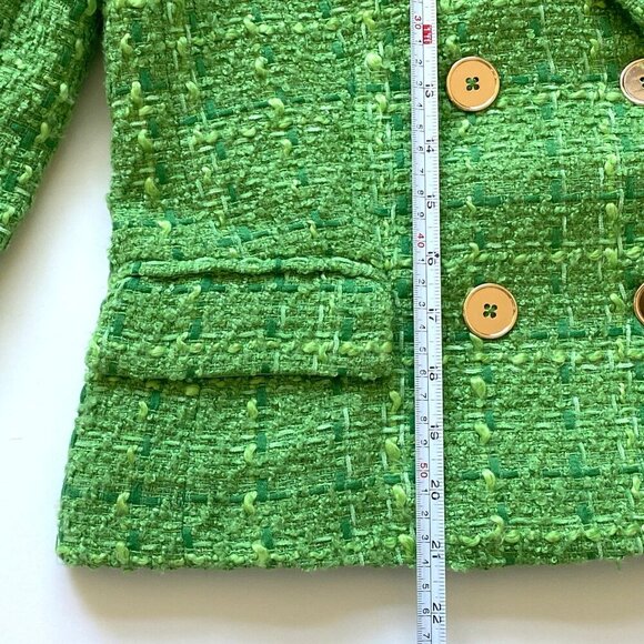 Rachel Zoe Womens Green Tweed Blazer Jacket Size S Boucle Textured Cropped Lined - Picture 10 of 11